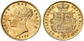 GROSSBRITANNIEN. Königreich. Victoria, 1837-1901. 1/2 Sovereign 1870, London. Larger young head. Die number 33. 3.97 g. Seaby 3860. Fr. 389 f. Sehr sc...