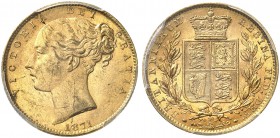 GROSSBRITANNIEN. Königreich. Victoria, 1837-1901. Sovereign 1871, London. Young head. Die number 28. Seaby 3853 B. Fr. 387 i. PCGS MS62. (~€ 305/USD 3...