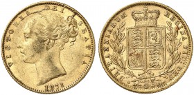 GROSSBRITANNIEN. Königreich. Victoria, 1837-1901. Sovereign 1871, London. Young head. Die number 105. Die breaks on obverse. 7.94 g. Seaby 3853 B. Fr....