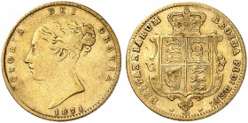 GROSSBRITANNIEN. Königreich. Victoria, 1837-1901. 1/2 Sovereign 1871, London. Larger young head. Die number 62. Minting error on obverse. 3.88 g. Seab...
