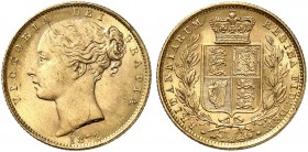 GROSSBRITANNIEN. Königreich. Victoria, 1837-1901. Sovereign 1872, London. Young head. No die number. Die breaks on obverse. 7.94 g. Seaby 3853 B. Fr. ...
