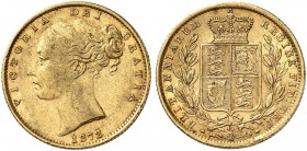 GROSSBRITANNIEN. Königreich. Victoria, 1837-1901. Sovereign 1872, London. Young head. Die number 49. 9 over 9 in die number. 7.94 g. Seaby 3853 B. Fr....