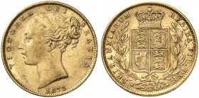 GROSSBRITANNIEN. Königreich. Victoria, 1837-1901. Sovereign 1872, London. Young head. Die number 66. Die break on obverse. 7.94 g. Seaby 3853 B. Fr. 3...