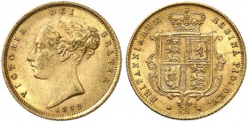 GROSSBRITANNIEN. Königreich. Victoria, 1837-1901. 1/2 Sovereign 1872, London. Third larger young head. Die number 102. 3.96 g. Seaby 3860 D. Fr. 389 f...