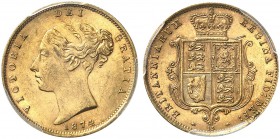 GROSSBRITANNIEN. Königreich. Victoria, 1837-1901. 1/2 Sovereign 1874, London. Third larger young head. Die number 15. Seaby 3860 D. Fr. 389 f. PCGS MS...