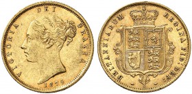 GROSSBRITANNIEN. Königreich. Victoria, 1837-1901. 1/2 Sovereign 1875, London. Third larger young head. Die number 3. 3.96 g. Seaby 3860 D. Fr. 389 f. ...