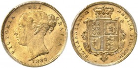 GROSSBRITANNIEN. Königreich. Victoria, 1837-1901. 1/2 Sovereign 1885, London. Fifth young head. No die number. Seaby 3861. Fr. 389 e. PCGS MS62. (~€ 1...