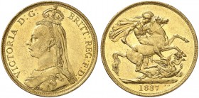 GROSSBRITANNIEN. Königreich. Victoria, 1837-1901. 2 Pounds 1887, London. Jubilee head. 15.94 g. Seaby 3865. Fr. 391. Vorzüglich / Extremely fine. (~€ ...