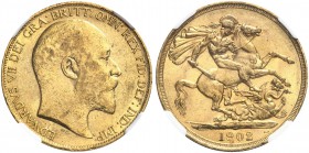 GROSSBRITANNIEN. Königreich. Edward VII. 1901-1910. 2 Pounds 1902, London. Seaby 3967. Fr. 399. NGC MS61. (~€ 700/USD 810)