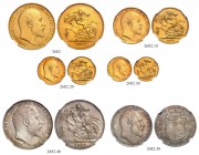 GROSSBRITANNIEN. Königreich. Edward VII. 1901-1910. Proof-Set 1902, London. Dreizehnteiliges Set vom Penny bis zum 5 Pound-Stück, alle mattiert und vo...