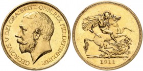 GROSSBRITANNIEN. Königreich. George V. 1910-1936. 5 Pounds 1911, London. 39.89 g. Seaby 3994. Schl. 543. Fr. 402. Einige Kratzer / Some hairlines. Gut...