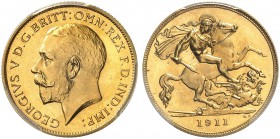 GROSSBRITANNIEN. Königreich. George V. 1910-1936. 1/2 Sovereign 1911, London. Seaby 4006. Fr. 405a. PCGS PR65. (~€ 615/USD 705)