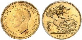 GROSSBRITANNIEN. Königreich. George VI. 1936-1952. 1/2 Sovereign 1937, London. Seaby 4077. Fr. 412. PCGS PR65CAM. (~€ 525/USD 605)