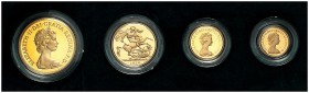 GROSSBRITANNIEN. Königreich. Elizabeth II. 1952-. Proof-Set 1980. Bestehend aus: 5 Pounds, 2 Pounds, Sovereign and 1/2 Sovereign. Seaby 4201, 4203-420...