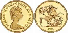 GROSSBRITANNIEN. Königreich. Elizabeth II. 1952-. 5 Pounds 1981, London. 39.97 g. Seaby 4201. Fr. 419. Polierte Platte. FDC / Choice Proof. (~€ 1230/U...