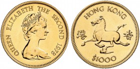 HONGKONG. Elizabeth II. 1952-2007. 1000 Dollar 1978. Jahr des Pferdes. 15.90 g. KM 44. Fr. 4. FDC / Uncirculated. (~€ 525/USD 605)
