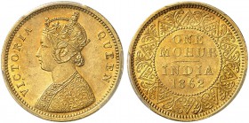 INDIEN. British East India Company. Victoria 1837-1901. 1 Mohur 1862, Kalkutta. KM 480. Schl. 890. Fr. 1598. PCGS AU58. (~€ 1315/USD 1515)