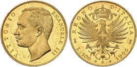 ITALIEN. Königreich. Vittorio Emanuele III. 1900-1946. 100 Lire 1905 R, Roma. 32.23 g. Mont. 3. Pagani 639. Fr. 22. Sehr selten. Nur 1'012 Exemplare g...