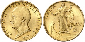 ITALIEN. Königreich. Vittorio Emanuele III. 1900-1946. 100 Lire 1931 / IX R, Roma. 8.79 g. Mont. 20. Pagani 646. Fr. 33. FDC / Uncirculated. (~€ 395/U...