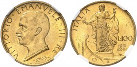 ITALIEN. Königreich. Vittorio Emanuele III. 1900-1946. 100 Lire 1931 / IX R, Roma. Mont. 20. Pagani 646. Fr. 33. NGC MS63. (~€ 395/USD 455)