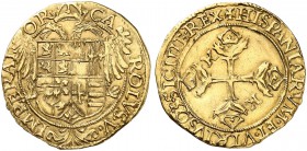ITALIEN. Neapel / Sizilien. Carlo V. 1519-1556. Scudo d'oro o. J. (1542-1556). 3.36 g. CNI X,444,12. MIR -. Fr. 836. Aussergewöhnlich gut ausgeprägt /...