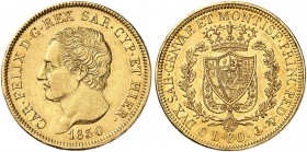 ITALIEN. Savoyen / Sardinien. Carlo Felice, 1821-1831. 80 Lire 1830, Genova. 25.76 g. Pagani 35. Schl. 151. Fr. 1133. Vorzüglich / Extremely fine. (~€...