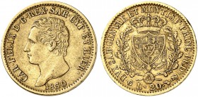 ITALIEN. Savoyen / Sardinien. Carlo Felice, 1821-1831. 20 Lire 1830, Torino. 6.39 g. Pagani 60 a. Schl. 171. Fr. 1136. Selten / Rare. Sehr schön / Ver...