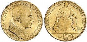 ITALIEN. Vatikan - Kirchenstaat. Pius XII. 1939-1958. 100 Lire 1942 / ANNO IV, Roma. 5.20 g. Schl. 181. Fr. 287. FDC / Uncirculated. (~€ 305/USD 355)...