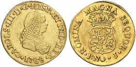 KOLUMBIEN. Carlos III. 1759-1788. 2 Escudos 1768, J-Popayan. 6.66 g. Cayon 12416. Fr. 33. Sehr schön / Very fine. (~€ 315/USD 365)