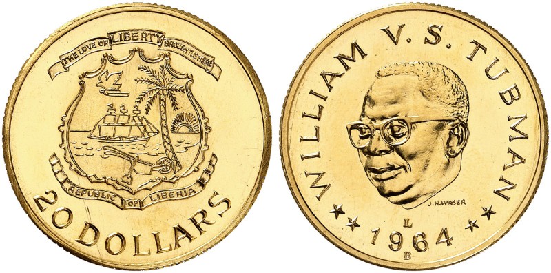 LIBERIA. Republik, seit 1874. 20 Dollars 1964 LB, Bern. Präsident Tubman. 18.44 ...