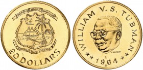 LIBERIA. Republik, seit 1874. 20 Dollars 1964 LB, Bern. Präsident Tubman. 18.44 g. KM 19 a. Fr. 2. Sehr selten. Nur 100 Exemplare geprägt / Very rare....