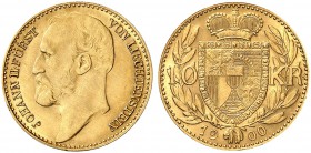 LIECHTENSTEIN. Johann II. 1858-1929. 10 Kronen 1900. 3.38 g. Divo 91. HMZ 2-1375b. Fr. 14. Fast FDC / About uncirculated. (~€ 1535/USD 1770)