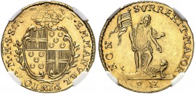 MALTA. Emanuel Pinto, 1741-1773. 10 Scudi 1763, Valetta. Gatt 25-10S-30N21. Restelli/Sammut 48. Fr. 36. NGC AU58. (~€ 570/USD 655)