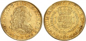 PERU. Fernando VI. 1746-1760. 8 Escudos 1752, J-Lima. 27.01 g. Cayon 10874. Fr. 16. Feine Goldpatina / Nice gold toning. Fast vorzüglich / About extre...