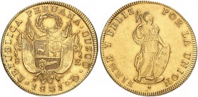 PERU. Republik seit 1822. 8 Escudos 1831, Cuzco. 26.96 g. KM 148.2. Fr. 63. Sehr schön-vorzüglich / Very fine-extremely fine. (~€ 875/USD 1010)