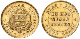 PERU. Republik seit 1822. 5 Soles 1910, Lima. 1.69 g. KM Tn2. Fr. 76. Vorzüglich / Extremely fine. (~€ 130/USD 150)