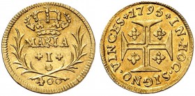 PORTUGAL. Maria I. 1786-1799. 400 Reis 1795, Lissabon. 1.12 g. Gomes 12.03. Fr. 121. Vorzüglich / Extremely fine. (~€ 175/USD 200)
