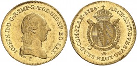 RDR / ÖSTERREICH. Joseph II. 1765-1790. 1/2 Souverain d'or 1786 F, Hall. 5.53 g. M.T. 1335. Fr. 445. Vorzüglich-FDC / Extremely fine-uncirculated. (~€...