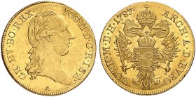 RDR / ÖSTERREICH. Joseph II. 1765-1790. Dukat 1787 A, Wien. 3.47 g. Herinek 29. Fr. 439. Vorzüglich-FDC / Extremely fine-uncirculated. (~€ 440/USD 505...