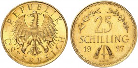 RDR / ÖSTERREICH. I. Republik. 1918-1938. 25 Schilling 1927, Wien. 5.71 g. Schl. 688. Fr. 521. Fast FDC / About uncirculated. (~€ 175/USD 200)