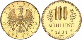 RDR / ÖSTERREICH. I. Republik. 1918-1938. 100 Schilling 1931, Wien. Schl. 648. Fr. 516. Prachtvolle Erhaltung / Magnificent condition. NGC PL65. (~€ 8...