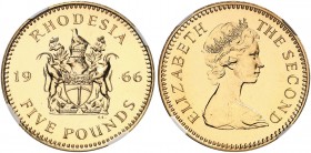 RHODESIEN. Elizabeth II. seit 1952. 5 Pounds 1966. Fr. 1. Prachtvolle Erhaltung / Magnificent condition. NGC PF64. (~€ 1490/USD 1715)
