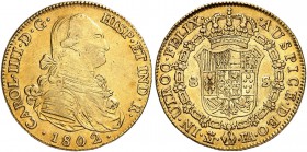 SPANIEN. Königreich. Carlos IV. 1788-1808. 8 Escudos 1802, FA-Madrid. 26.90 g. Cayon 14562. Fr. 292. Gutes sehr schön / Good very fine. (~€ 790/USD 91...