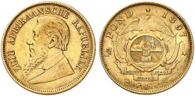 SÜDAFRIKA. Zuid Afrikaansche Republiek, 1852-1902. 1/2 Pond 1897. 3.97 g. KM 9.2. Fr. 3. Sehr schön / Very fine. (~€ 130/USD 150)