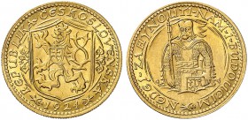 TSCHECHOSLOWAKEI. Republik. Dukat 1924, Kremnitz. 3.49 g. Schl. 15. Fr. 2. FDC / Uncirculated. (~€ 350/USD 405)