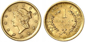 USA. 1 Dollar 1852, Philadelphia. Liberty head type. 1.67 g. Fr. 84. Gutes sehr schön / Good very fine. (~€ 130/USD 150)