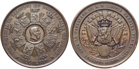 BELGIEN. Königreich. Leopold II. 1865-1909. Bronzemedaille 1883. 25-Jahrjubiläum des Nationalschützenfestes. 74.31 g. Selten / Rare. Fast FDC / About ...