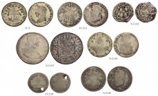 BOLIVIEN. Lot. Diverse Münzen. Münzen des 16.-19. Jahrhunderts vom 2 Sols bis zum 8 Reales Stück (7 Stück, 1x gelocht). Fast sehr schön - fast vorzügl...