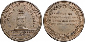 FRANKREICH. Medaillen aus der Zeit der französischen Revolution. Bronzemedaille 1791. Auf die Konföderation der Nationalgarden des Departements de l'O...