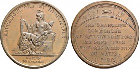 FRANKREICH. Medaillen aus der Zeit der französischen Revolution. Bronzemedaille 1792. Der neue französische Kalender. Stempel von Duvivier. 42 mm. 36....